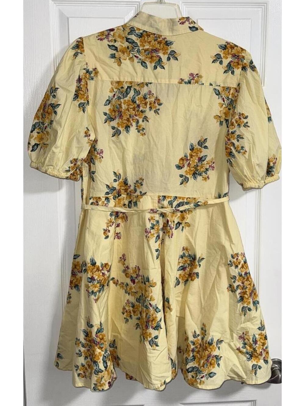 A New Day Yellow Floral Button‑Front Dress with Pockets – L - Picture 5 of 6